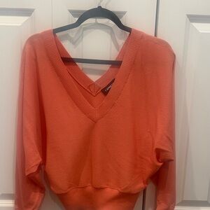 Express Orange V-Neck Sweater